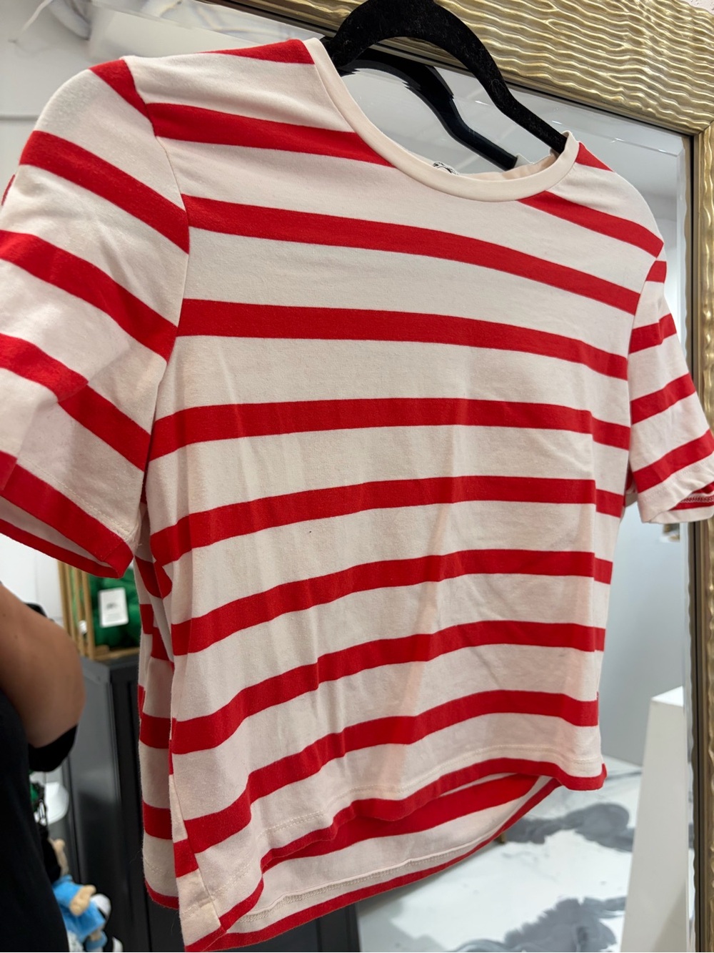 Zara Red & White Striped Short Sleeve Tee
